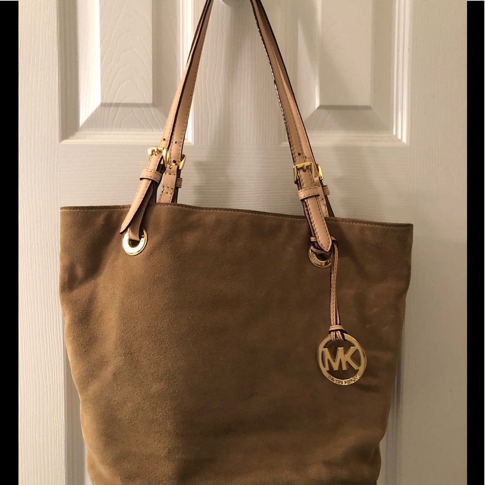 Michael Kors Suede Shoulder Bag Tan